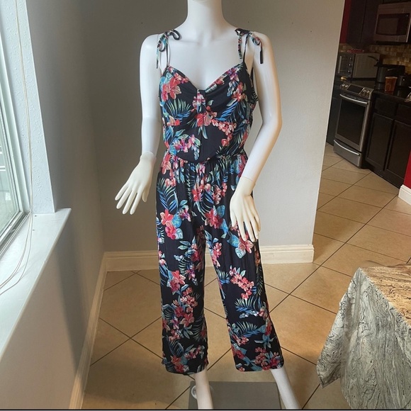 Pants - Dark Navy New Women’s Floral Tropical Jumpsuit size 
XL
For Size 14
New